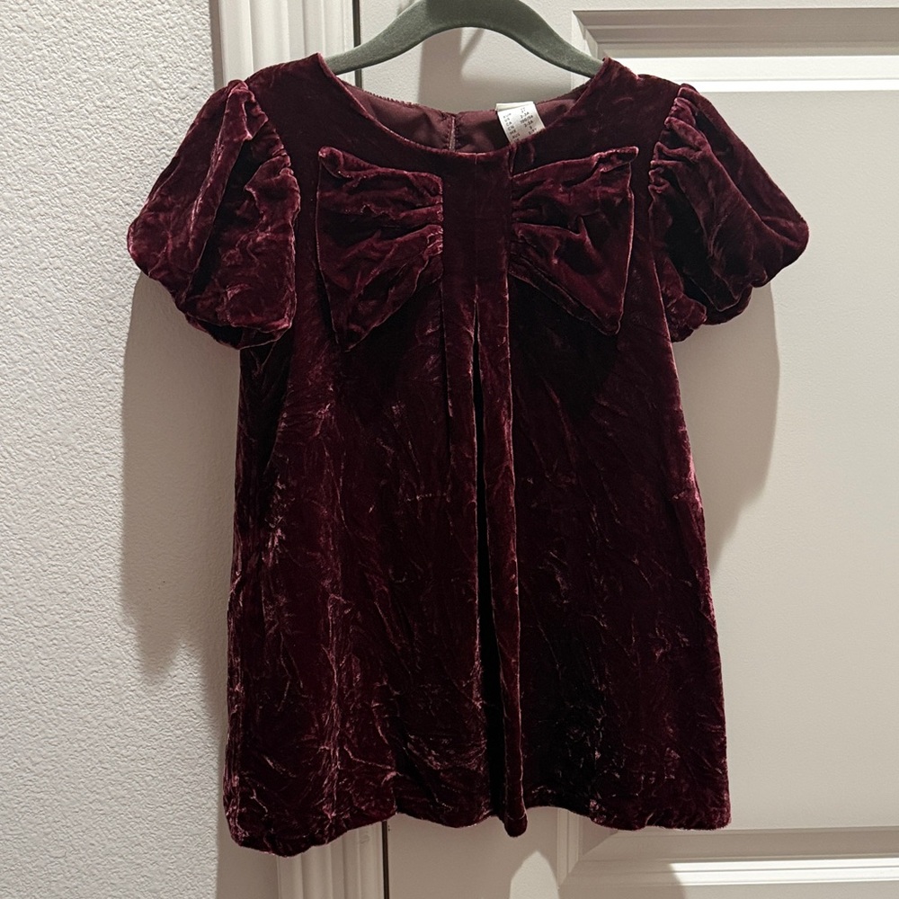H&M Velvet Burgundy Dress with Bow